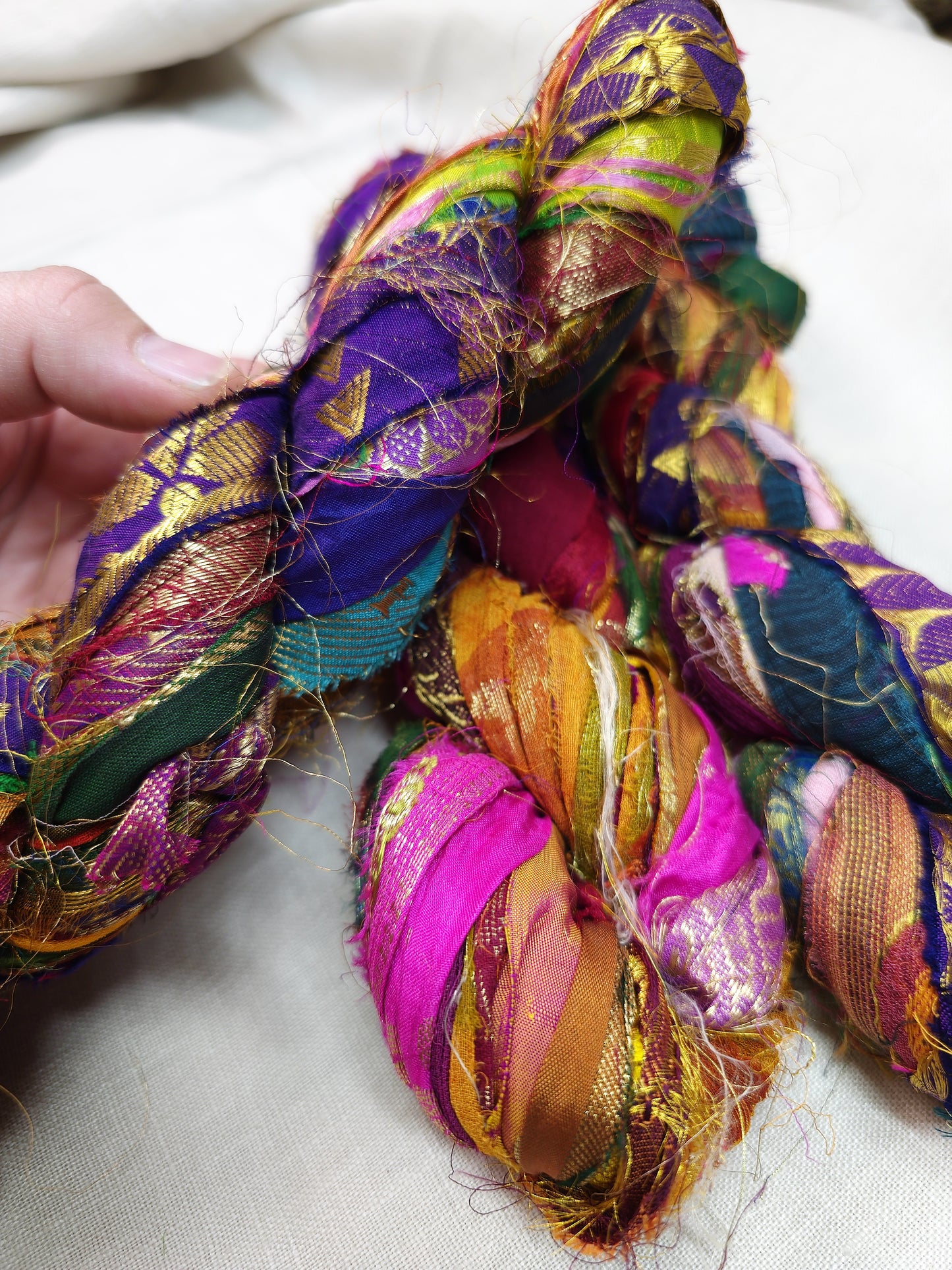 Recycled brocade silk ribbon