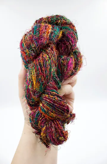 Recycled Sari yarn- Hand spun in Nepal