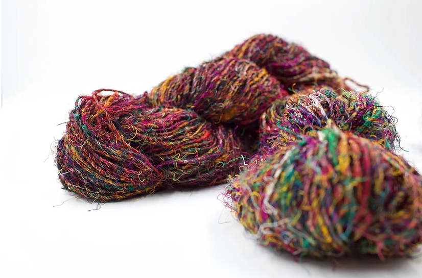 Recycled Sari yarn- Hand spun in Nepal